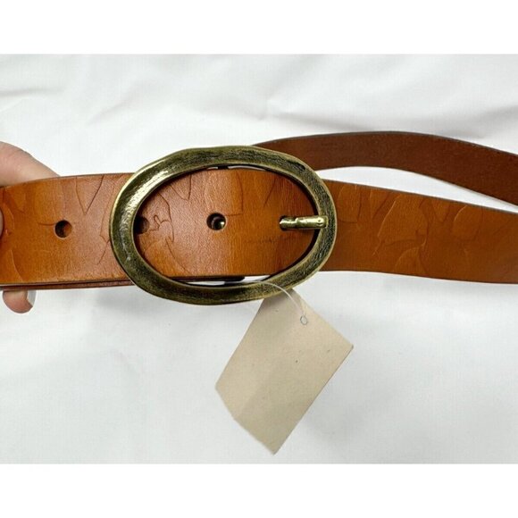 Coldwater Creek Sz L GENUINE Leather Embossed Elephant Safari Brown Belt NWT NEW main image 8